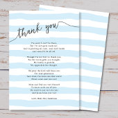 Blue Stripes Boy Baby shower Gedicht Bedankkaart