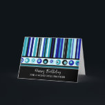 Blue Stripes Brother Verjaardag Kaart<br><div class="desc">Verjaardagskaart voor broer met blauwe strepen patroon en doordachte vers.</div>