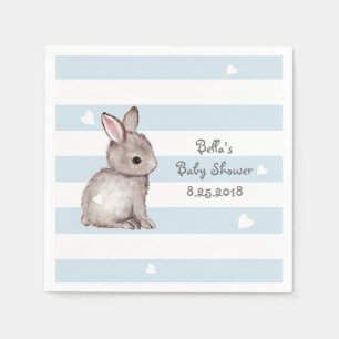 Blue Stripes Bunny Baby shower Papier Servet