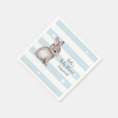 Blue Stripes Bunny Baby shower Papier Servet (Hoek)