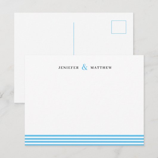 Blue Stripes Couples Personalized Statione Briefkaart (Voorkant / Achterkant)