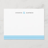 Blue Stripes Couples Personalized Statione Briefkaart (Voorkant)