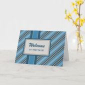 Blue Stripes Employee Welcome Card Kaart (Gele Bloem)