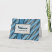 Blue Stripes Employee Welcome Card Kaart (Voorkant)