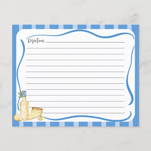 Blue Stripes en Citroenen Recept Kaart (Achterkant)