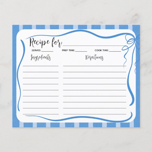 Blue Stripes en Citroenen Recept Kaart (Voorkant)