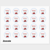 Blue Stripes Fire Truck Verjaardag Stickers (Vel)