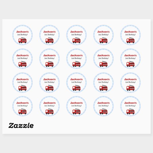 Blue Stripes Fire Truck Verjaardag Stickers (Vel)
