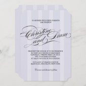 Blue Stripes Flourish Script Wedding Invitation Kaart (Voorkant / Achterkant)