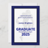 Blue Stripes Football Theme Afstuderen Bedankkaart (Achterkant)