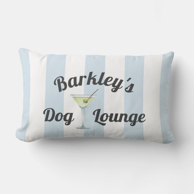 Blue Stripes Funny Personalized Dog Lounge Kussen (Voorkant)