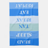 Blue Stripes Funny Words Theedoek (Verticaal)