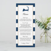 Blue Stripes Gold Chatham Cape Cod Wedding Menu (Staand voorkant)