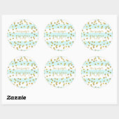 Blue Stripes Gold Confetti Ze is klaar om te Poppe Ronde Sticker (Vel)