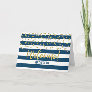 Blue Stripes Gold Dot Medewerker Welkom bij het te Kaart