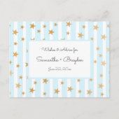 Blue Stripes Gold Stars Baby shower Advies Kaarten (Voorkant)