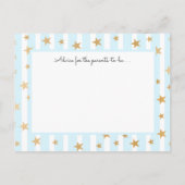 Blue Stripes Gold Stars Baby shower Advies Kaarten (Achterkant)