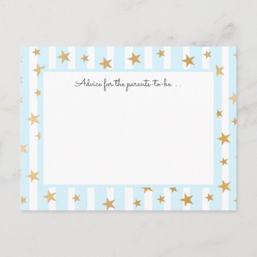Blue Stripes Gold Stars Baby shower Advies Kaarten (Achterkant)