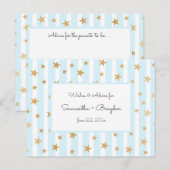 Blue Stripes Gold Stars Baby shower Advies Kaarten (Voorkant / Achterkant)