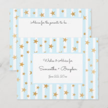 Blue Stripes Gold Stars Baby shower Advies Kaarten