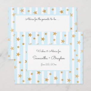 Blue Stripes Gold Stars Baby shower Advies Kaarten