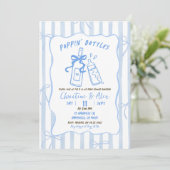 Blue Stripes handgetekende Poppin Bottles Baby sho Kaart (Staand voorkant)