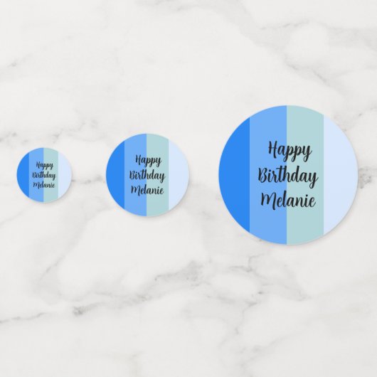 Blue Stripes Happy Birthday Confetti (Achterkanten)