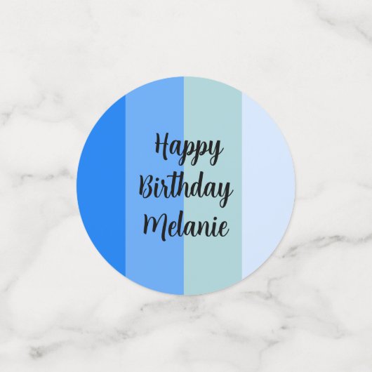 Blue Stripes Happy Birthday Confetti (Kleine voorkant)