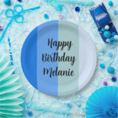 Blue Stripes Happy Birthday Papieren Bordje (Feest)