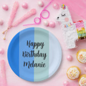 Blue Stripes Happy Birthday Papieren Bordje (Feest)