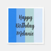 Blue Stripes Happy Birthday Servet (Voorkant)