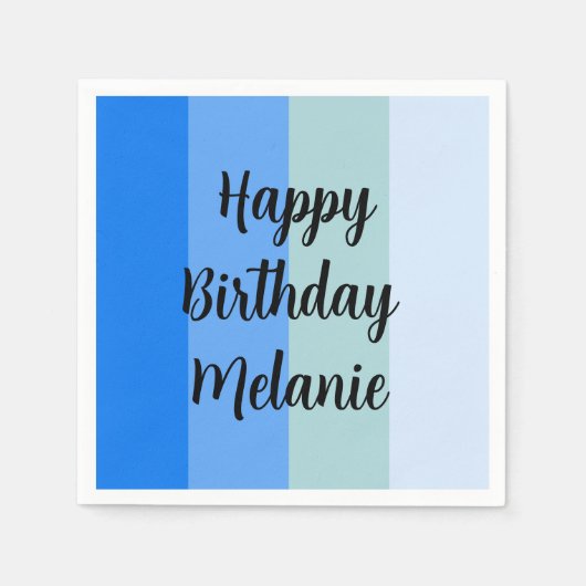 Blue Stripes Happy Birthday Servet (Voorkant)