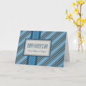 Blue Stripes Happy Vaderdag Kaart (Gele Bloem)