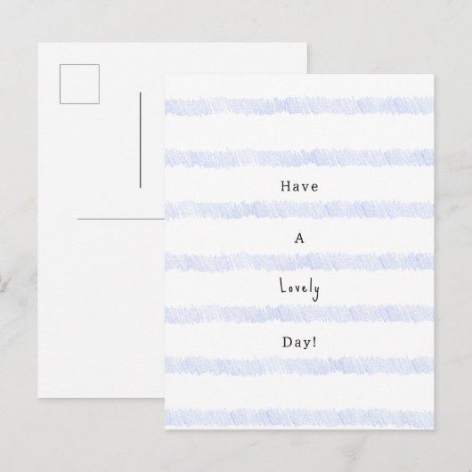 Blue Stripes Have A Lovely Day Quote Card Briefkaart (Voorkant / Achterkant)