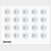 Blue Stripes Heart Bunny Baby shower Stickers (Vel)