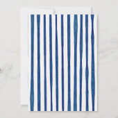 Blue Stripes Hydrangeas Huwelijksrepetitie Diner Kaart (Achterkant)