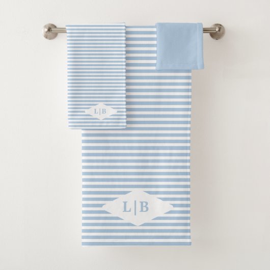 Blue Stripes Initialen Badhanddoek Set Bad Handdoek (Insitu)