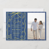 Blue Stripes Italiaans thema Ciao Baby Foto Kaart (Voorkant)