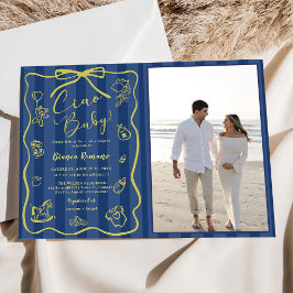 Blue Stripes Italiaanse thema Ciao Bambino Foto Kaart