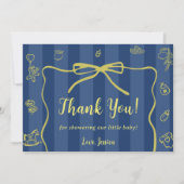 Blue Stripes Italian Themed Ciao Baby Bedankkaart (Voorkant)