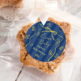 Blue Stripes Italian Themed Ciao Baby Ronde Sticker