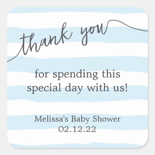 Blue Stripes jongen baby shower gunst sticker (Voorkant)