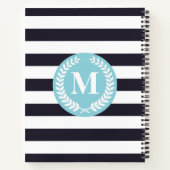 Blue Stripes Laurel Wreate Monogram Notitieboek (Achterkant)