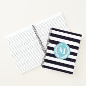 Blue Stripes Laurel Wreate Monogram Notitieboek (Binnen)