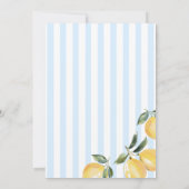Blue Stripes Lemon Bridal Shower Invitation Kaart (Achterkant)