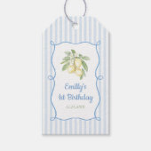  Blue Stripes Lemonade Birthday Cadeaulabel (Voorkant)