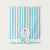 Blue Stripes Logo Table Pop Up Shop Vendor Runner Wandkleed (Voorkant)