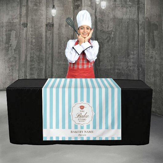 Blue Stripes Logo Table Pop Up Shop Vendor Runner Wandkleed