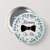Blue Stripes mama om Bowtie Baby shower te zijn Ronde Button 7,6 Cm (Voorkant /achterkant)