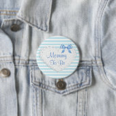 Blue Stripes mammie om Baby shower te worden Ronde Button 7,6 Cm (In situ)